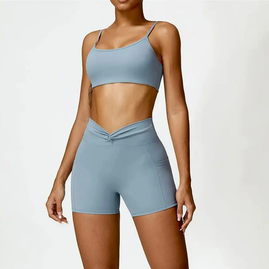 MODITIN-conjunto deportivo Sexy de Fitness para mujer, sujetador con espalda bonita, Tops de cintura alta, pantalones cortos sin costuras, pantalones calientes ajustados, ropa de gimnasio