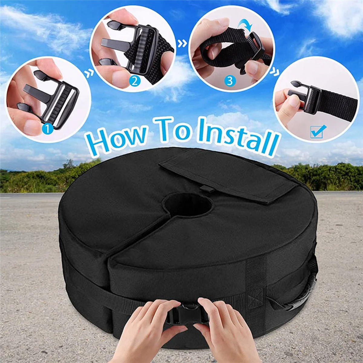 2X Umbrella Base Weight Bag,Round Terrace Umbrella Base Detachable Windproof Fixed Sandbag