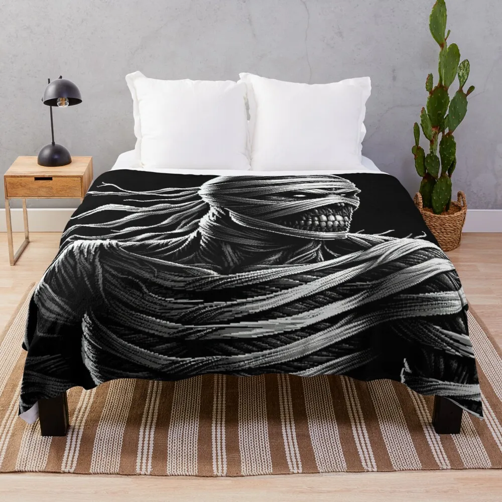 

The Mummy in Pixel Art Throw Blanket Hair Bed Fashionable Thermals For Travel Blankets