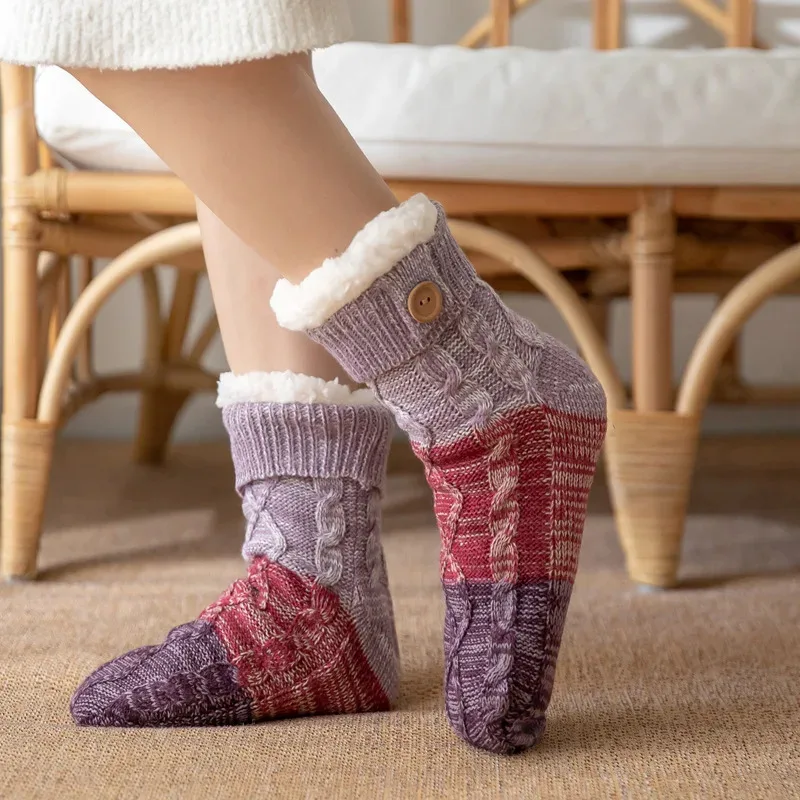 1 Paar Plüsch-Bodensocken für Herbst und Winter, rutschfeste, dicke, warme Fußsocken für den Innenbereich, Hausschuhe und Schlafsocken für das Familienzimmer