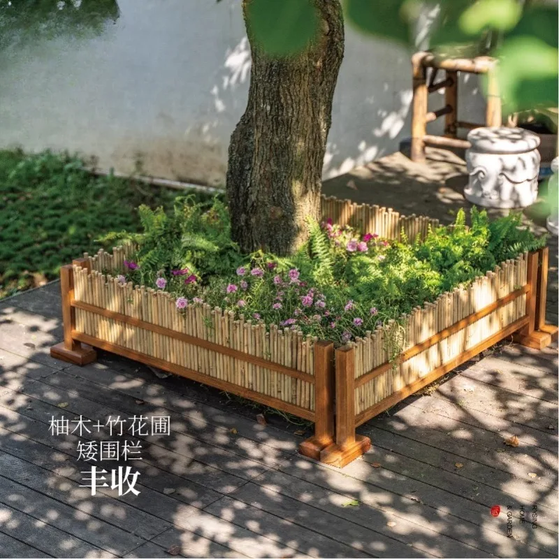 

Outdoor courtyard garden layout landscaping ornament flower bed bamboo fence landscape decoration vegetable garden bamboo fence
