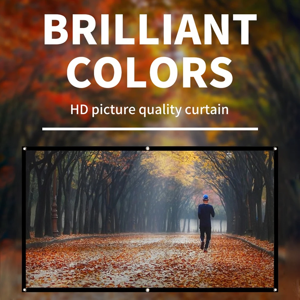 16:9 Simple Projector Curtain 60 72 84 100 120 150 inch HD Display Screen Theater Display Projection Screen for Home Outdoor