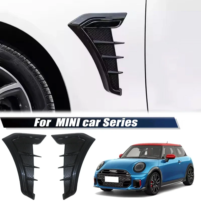 2pcs Triangle Fender Side Vent Trim, Carbon Fiber & Gloss Black Dual For MINI Cooper One Clubman Countryman Cabrio JCW Paceman