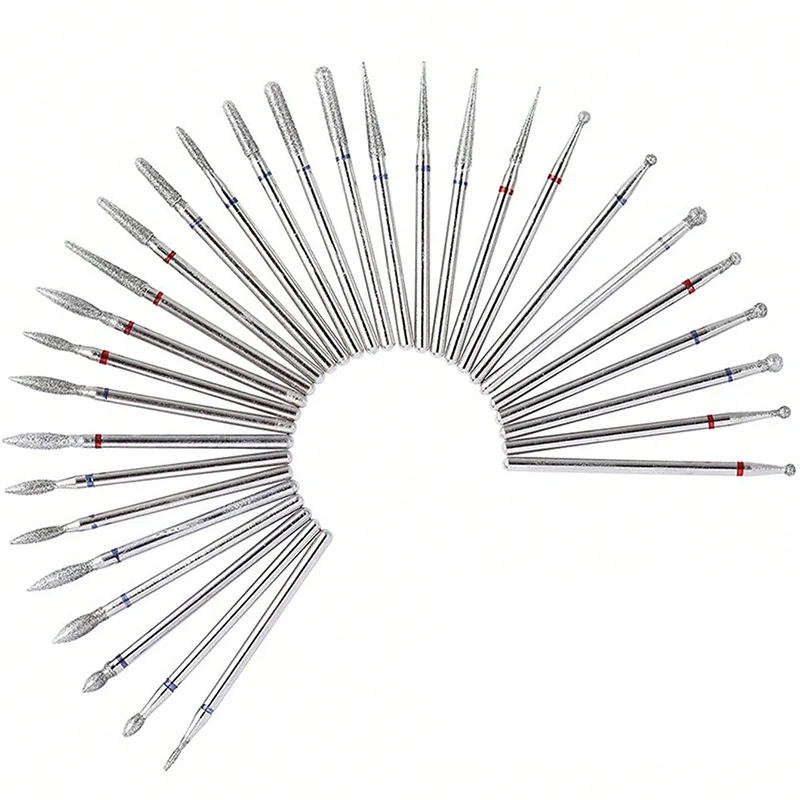 30PCS BOX 30pcs Diamond Nail Drill Bits Set for Rotary Electric Nail Drill Milling Cutter Manicure Grinding Bits Nail Art Tools