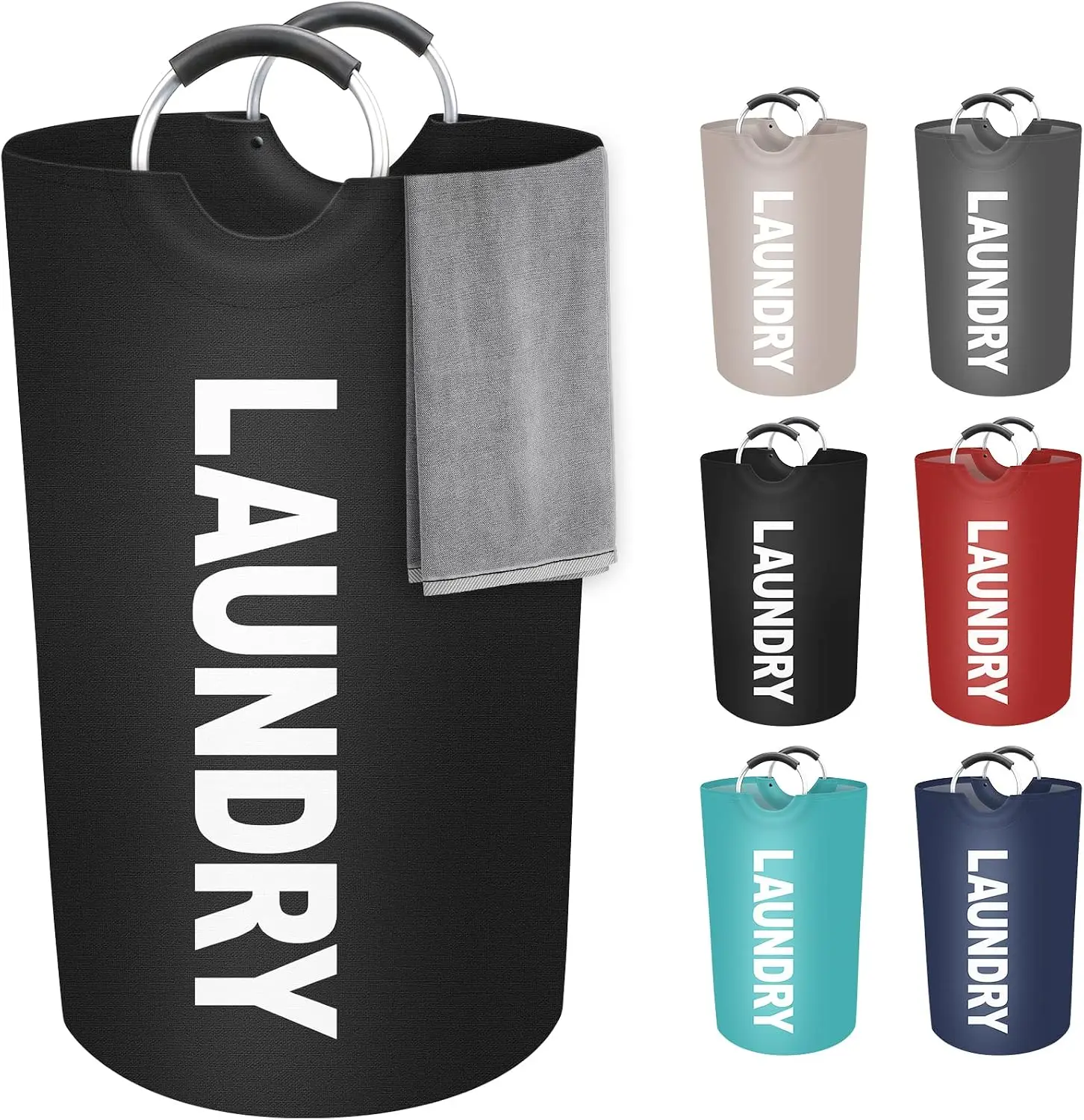 90L Large Collapsible Laundry Basket with Padded Handles Heavy Duty Foldable Oxford Fabric Laundry Hamper Tall Laundry Bag