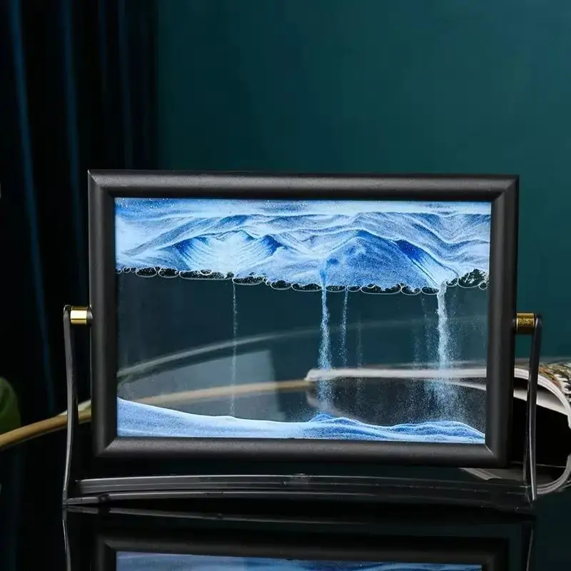 

10 Inch Creativity Moving Sand Art Painting Square Glass Hourglass 3D Deep Sea Quicksand Rotatable Flowing Sand Home Decor Gifts