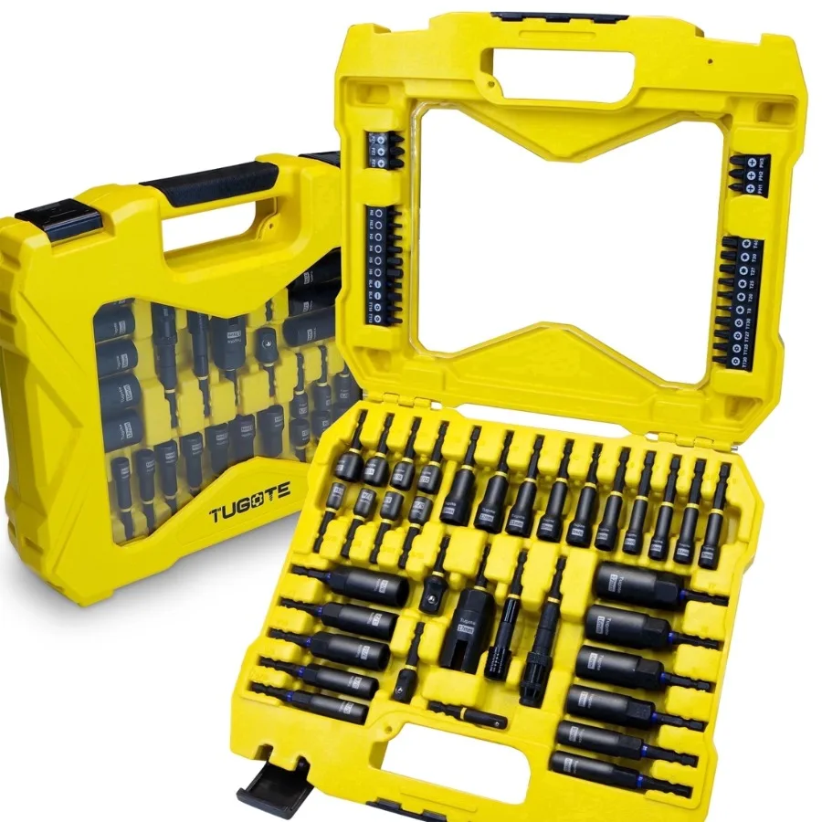 

61PCS Impact Nut Driver Set - Magnetic Deep Nut Drivers for Drills, Includes Metric and SAE Socket Adapters, Wing Nut Driver, 1
