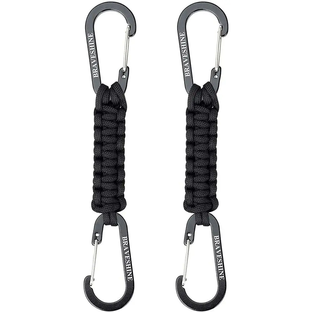 Paracord Keychain Carabiner Clip, D Ring Lanyard Hanger Stroller Hook or Water Bottle, Key, Backpacks, Men, Women