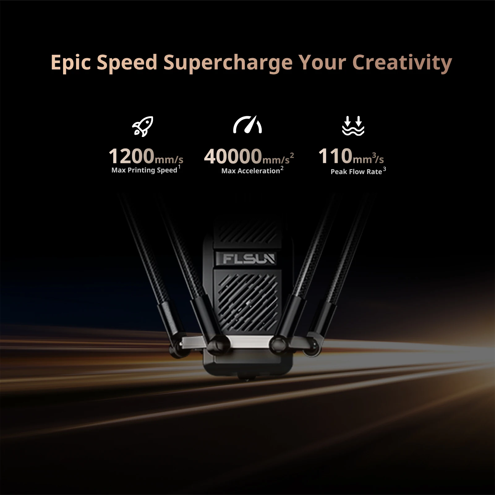 طابعة FLSUN S1Pro ثلاثية الأبعاد هيكل دلتا عالي الدقة 1200 مللي متر/ثانية أقصى سرعة 40000 مللي متر/s2 تسارع 320*320*430 مم3 صامت كبير