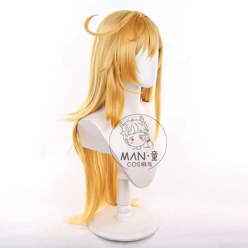 2025 aaa 에스코피에 80cm 롱 프리 브레이디드 옐로우 가발 애니메이션 코스프레 열 저항성 합성 가발