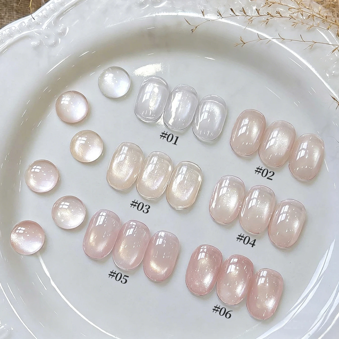 MIANEL 10ML 1Pcs Summer Nails Warm Feeling Nude Versatile Cat Eye Gel Nail Polish Glass Beads Porcelain White Pink Nail Polish