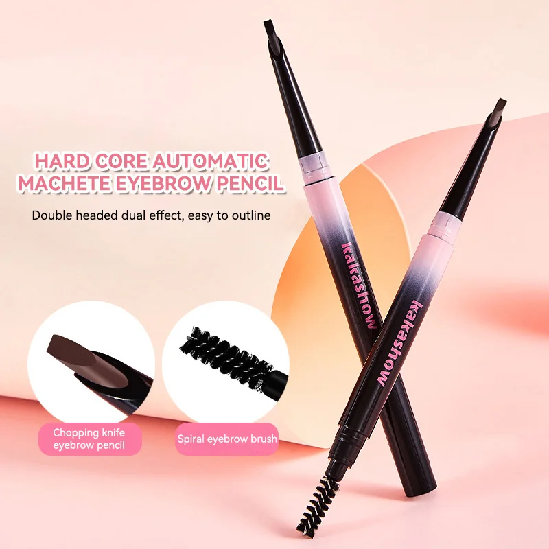카카쇼 듀얼 헤드 아이브로우 펜슬, 자연스러운 컬러 디스플레이를 위한 브러쉬 헤드 포함, 와일드 아이브로우 메이크업, 워터프루프 및 오래 지속