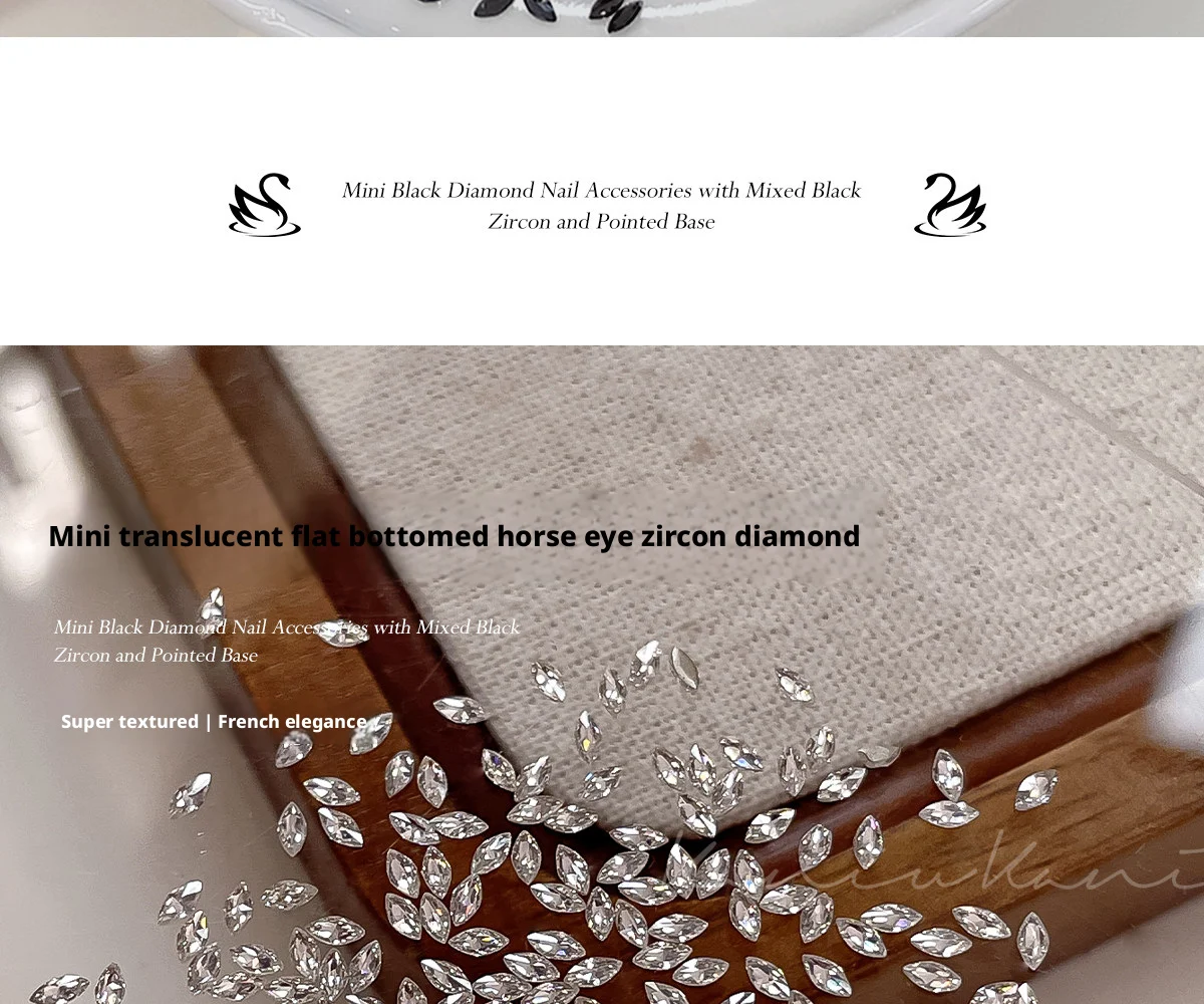 Kaniu Flash Black Flat-Back Zirkon Nail Art 5A Mini Silber Tropfen Schwan Strass Material Kit – Detail 6