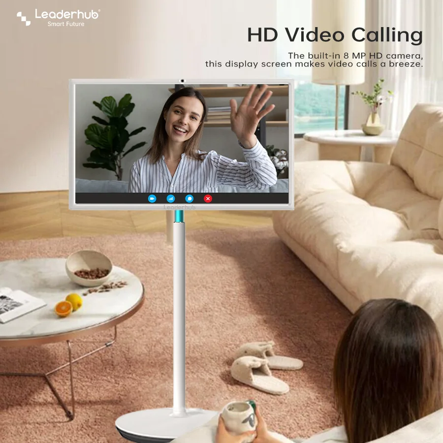 Leaderhub Distribution 32 27 Inch Smart TV on Wheels Android Remote Control Touch Screen Monitor with 8MP Camera