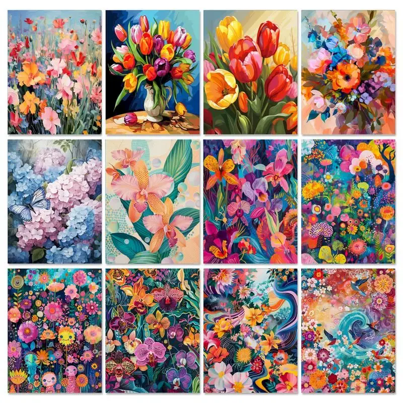 GATYZTORY Frame Painting By Number Flower Drawing On Canvas Handmade Modern Coloring By Numbers Home Wall Decor