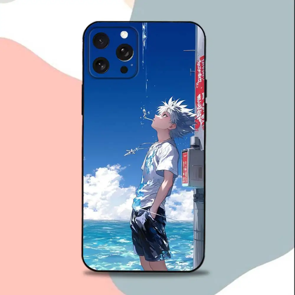 Cool Killua Z-Zoldyck Hunter Phone Case For iPhone 15,13,16,12,11,17,14,Plus,Pro,Max,XS,XR,X,SE,Mini,Soft Silicone Black Cover