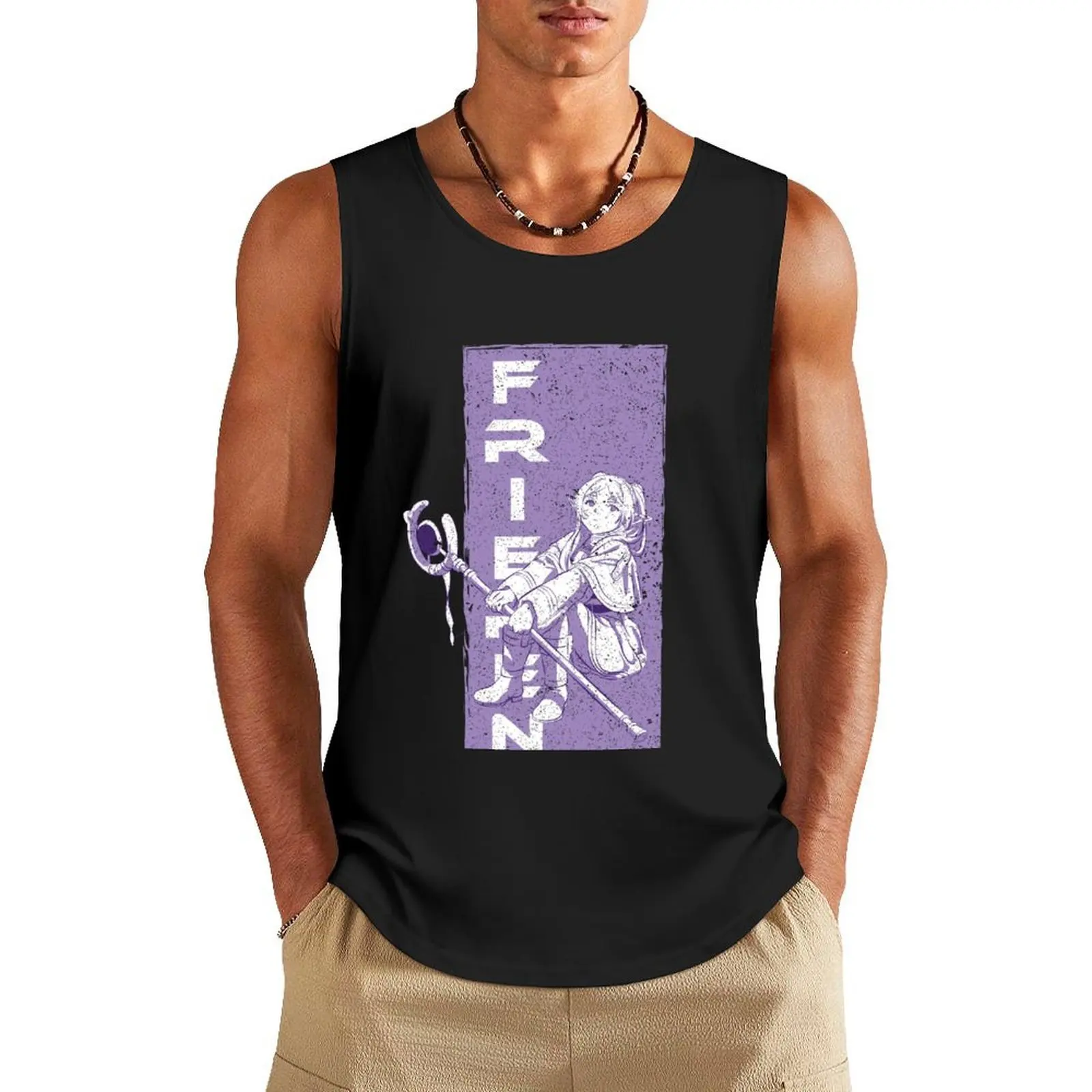 

FRIEREN: BEYOND JOURNEYS END:FRIEREN PURPLE (GRUNGE STYLE) Tank Top gym clothes man Men gym sportswear