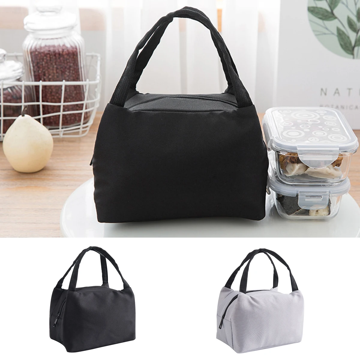 Tote Zip Lunch Box Waterproof Hand Carry Bento Bag Lunch Box Bag With Rice Oxford Cloth Aluminium Foil Insulation Bag Simple