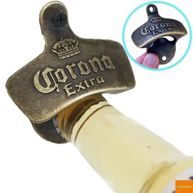 1pc Retro Beer Bottle Opener Wall Mounted Decorative Cafe Bar Wall Hanging Bottle Opener Tool Outdoor BBQ Opener Kitchen Gadgets