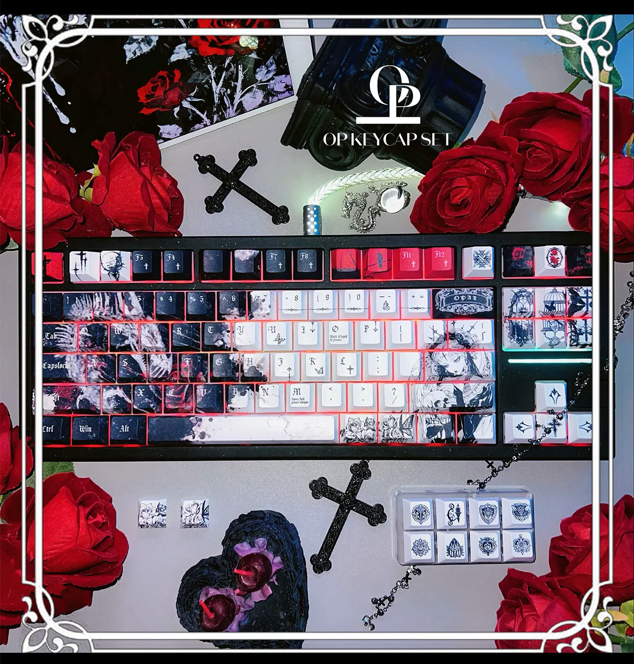 MAIMOOO Keycap Black And White Cherry PBT Cartoon Anime Customized DIY AULA Ajzaa Keyboard Keycap