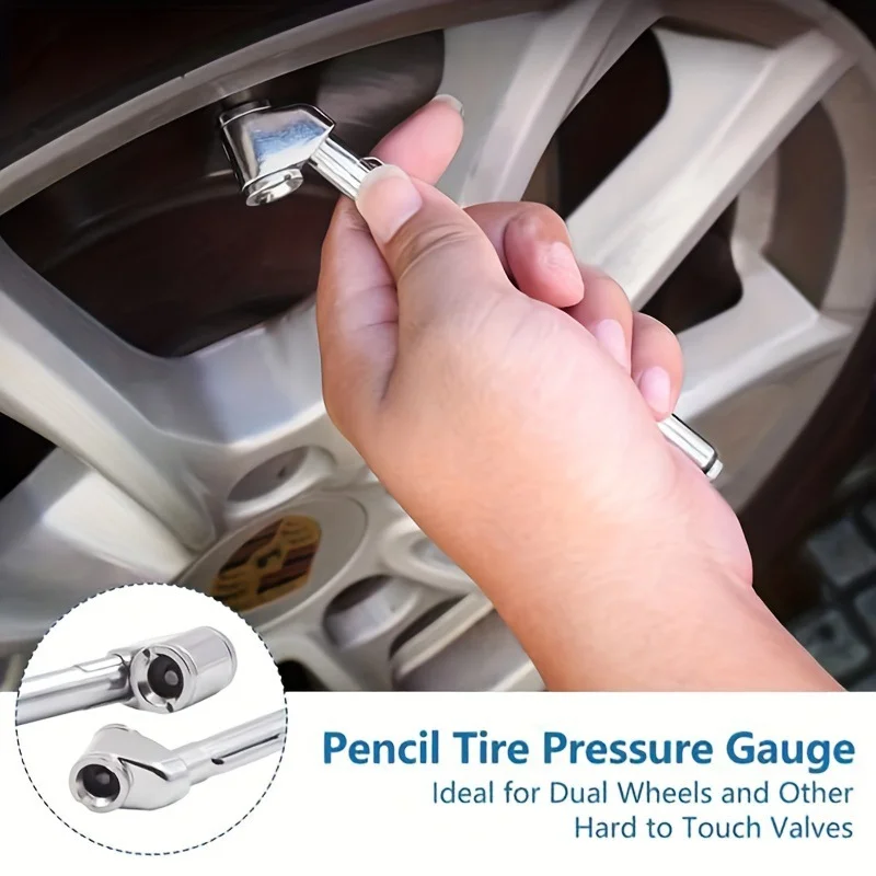 

Pencil Tire Pressure Gauge, 10-120 PSI Dual Head Trucks Air Gage, Accurate Mechanical Dually Chuck Wheel Service Checker