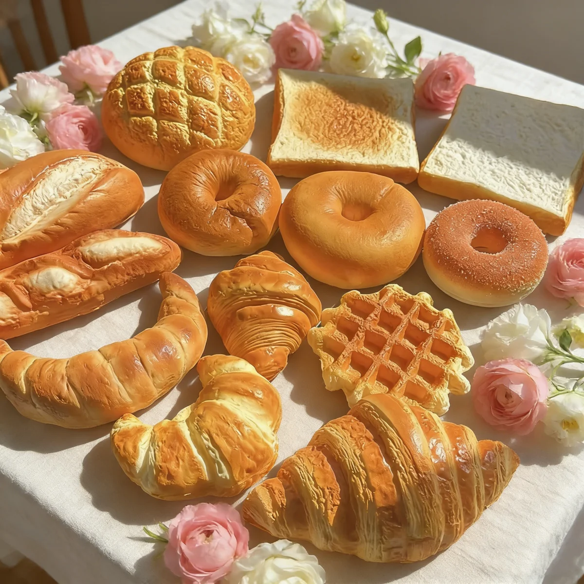 PU Realistische Künstliche Brot- und Kuchenmodelle, Simulierte Croissants, Donuts, Waffeln, Requisiten für Lebensmittelfotografie, Heimküchen- und Fensterdekoration – Detail 10
