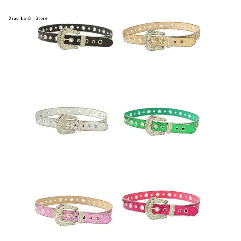 

Cowboy Belt for Women Fashion Sparkling Crystal Studded Belt Elegant Belt for Jeans Pants Female Waist Decors XXFD