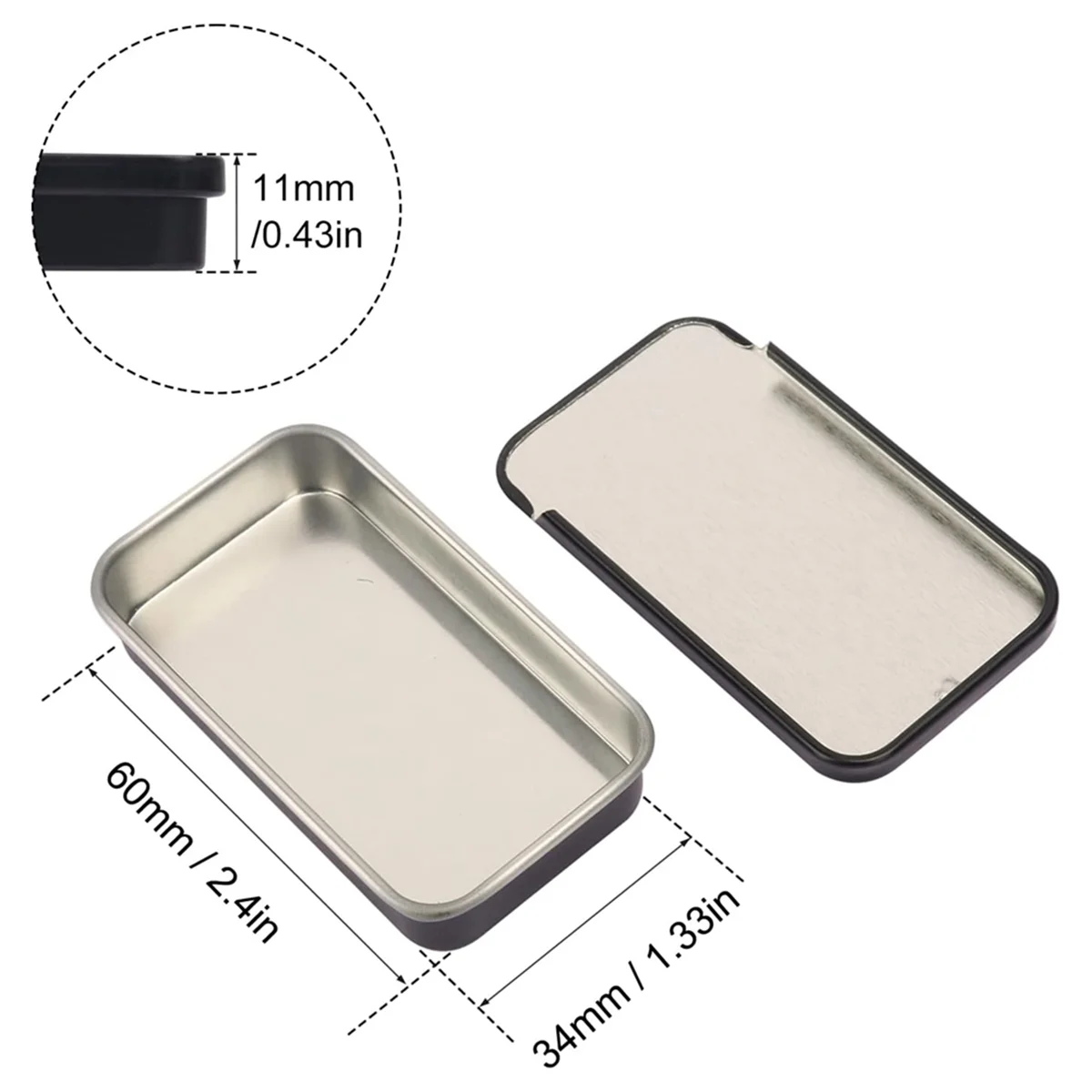 50PCS 2.36x1.3x0.43 Inch, Slide Top Tin Containers, Tin Box Container, Storage Boxes with Lid for Small Items