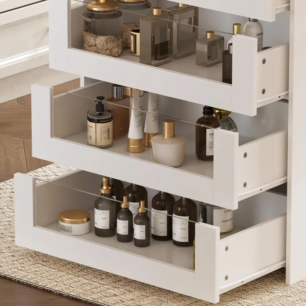 ウォークインクローゼット用ガラス天板＆8段引き出し付きクローゼットアイランド、ガラス棚付きジュエリーディスプレイキャビネットアイランド、収納用