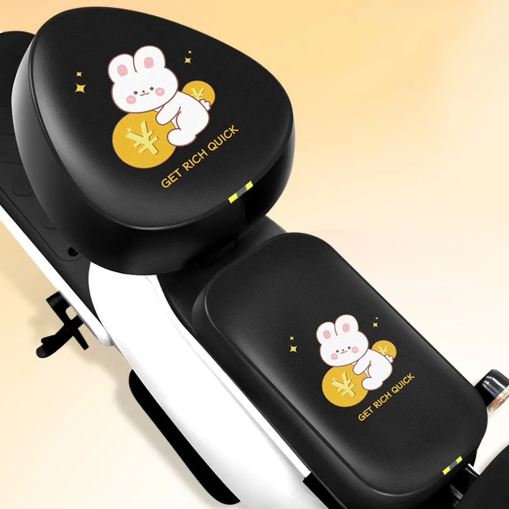 

Cute PU Electric Bicycle Seat Cover Waterproof Cartoon Motorcycle Cushion Cover Sun Protection Breathable Scooter Seat Protector