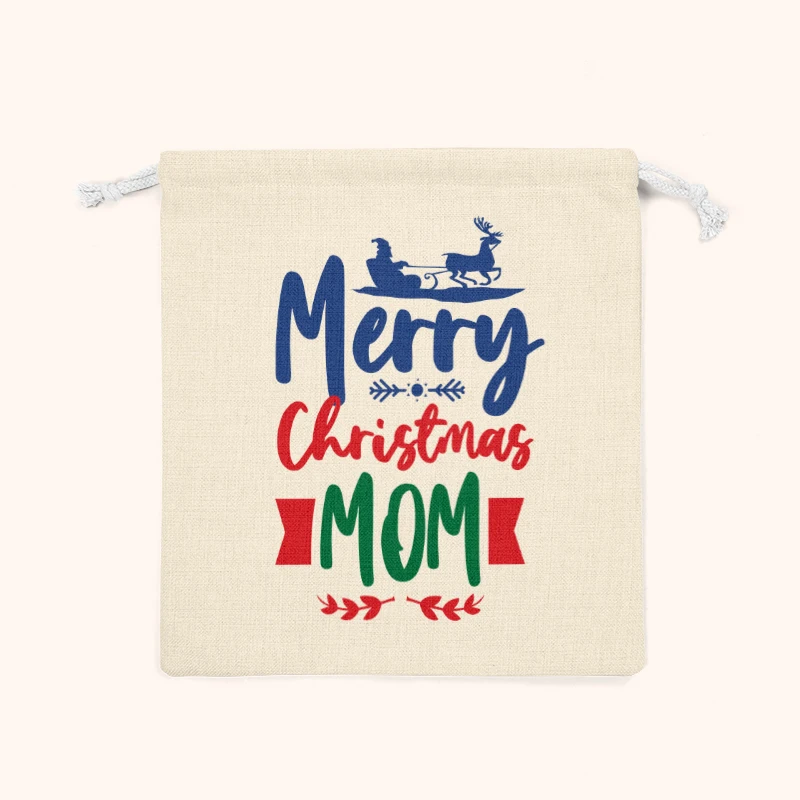 10PCS Christmas Blessing Quotes Drawstring Storage Bag Canvas Candy Bag, Reusable Bag, Household Item Classification Bag