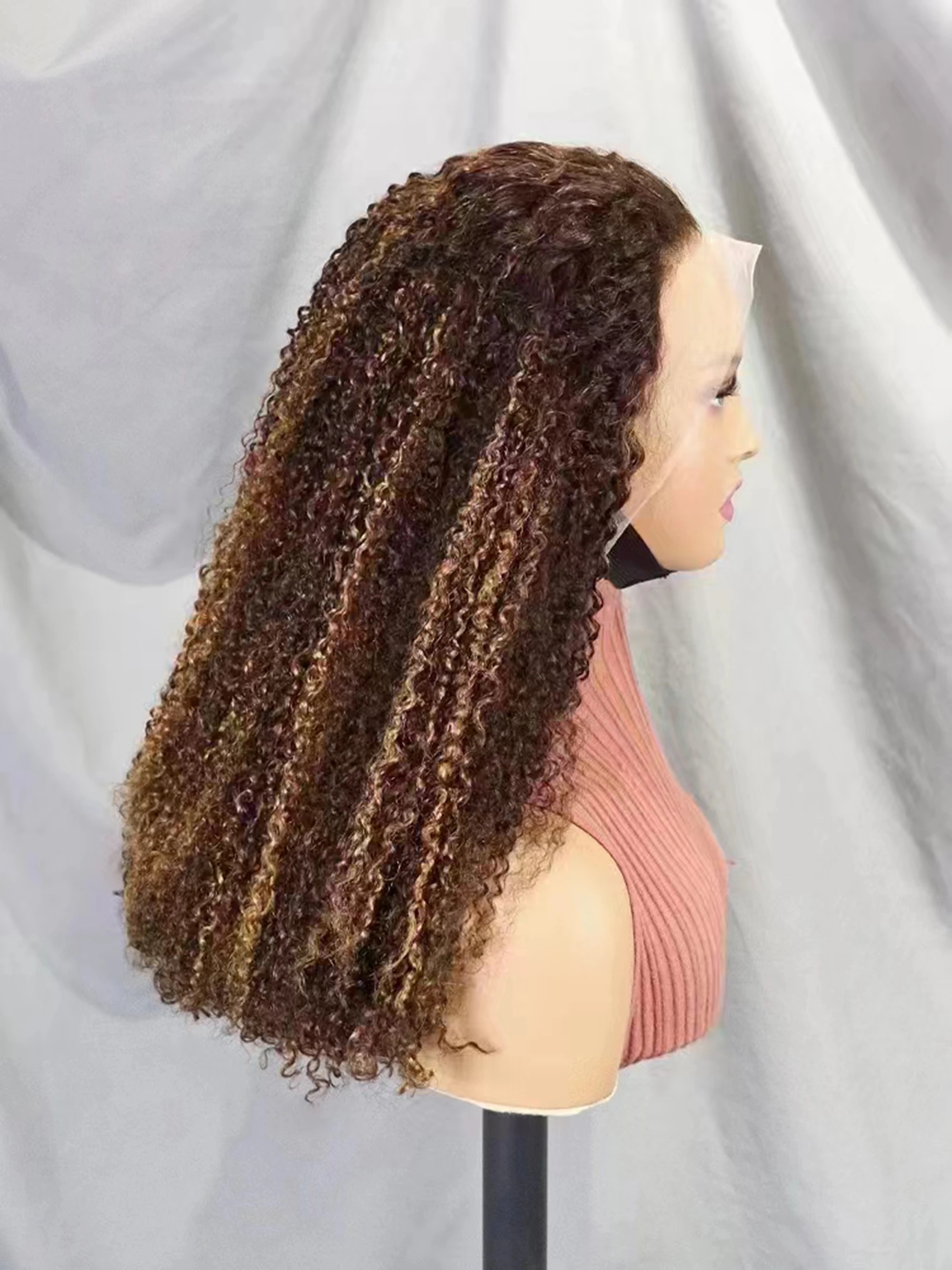 Resaltar Ombre 24 pulgadas 13x4 pelucas frontales de encaje 300% de densidad 100% pelucas de cabello humano Remy pelucas de encaje Bob con ondas de agua para mujeres negras