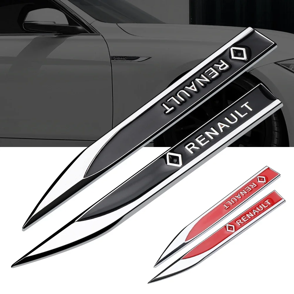 Pegatina para coche, 2 uds., pegatina 3D de Metal para guardabarros de coche, emblema lateral, insignia, pegatina para Renault Megane 2 3 4 Captur Radio Logan Duster Laguna Es