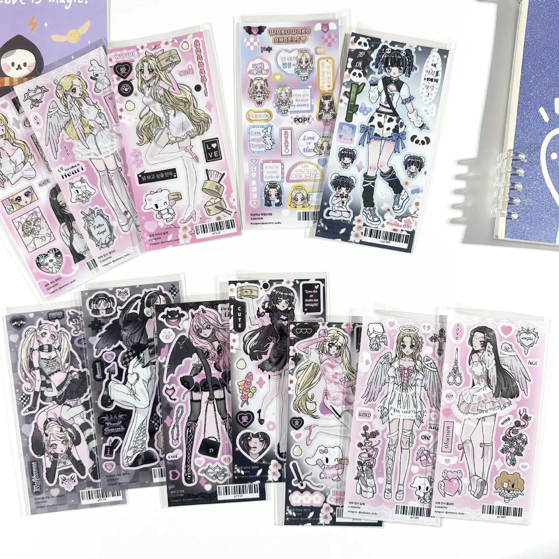 Cartoon Sweet Cool Girl Angel With Demon Character Stickers Hand Account Diary Planner Scrapbook DIY Decorative Stickers
