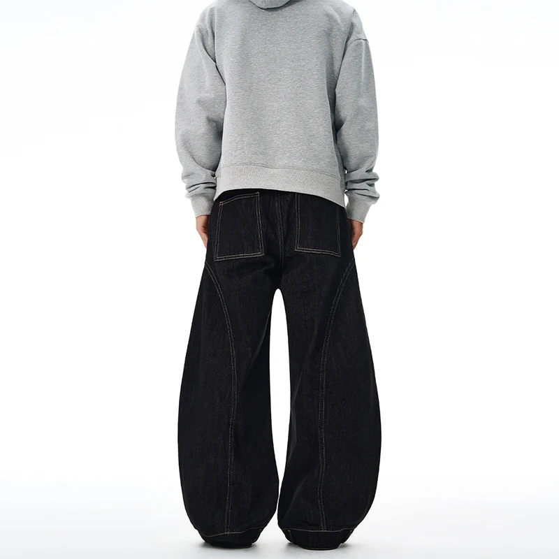 2025 ฤดูใบไม้ร่วงใหม่ใบมีดโค้งสไตล์กางเกงยีนส์ผู้ชายหลวมขาตรง high-end อินเทรนด์ Street สไตล์ญี่ปุ่น DENIM กางเกง