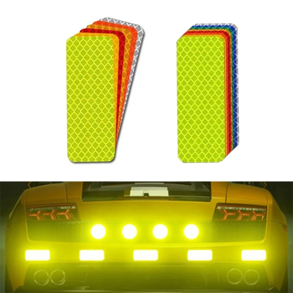 10Pcs Styling Decal Car Bumper Reflective Stickers Decorative Auto Reflective Warning Strip Tape Accessories
