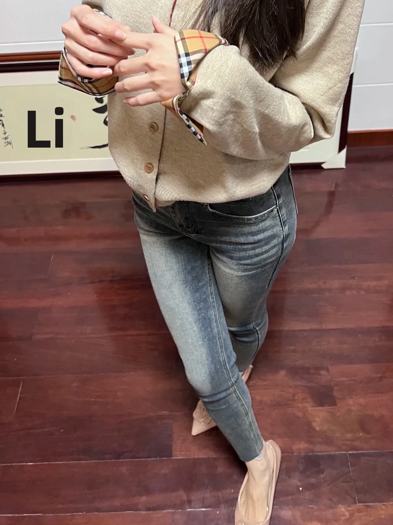 

High Waist Elastic Slimming Blue Grey Nine-Tenths Women's Jeans Pencil Pants Casual Cotton Stretch Denim Zipper Closure