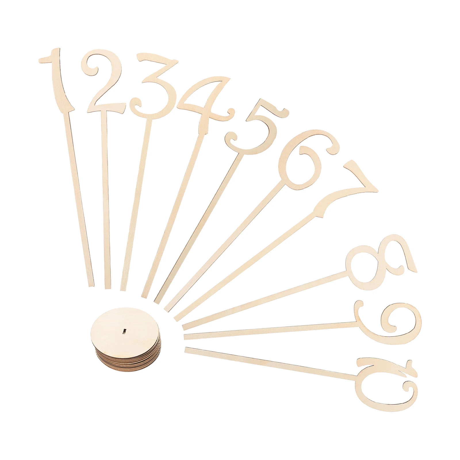 10 Uds números de mesa de madera Natural 35x8cm carteles de asiento soportes de recepción de boda Base redonda números de mesa de boda etiquetas de banquete