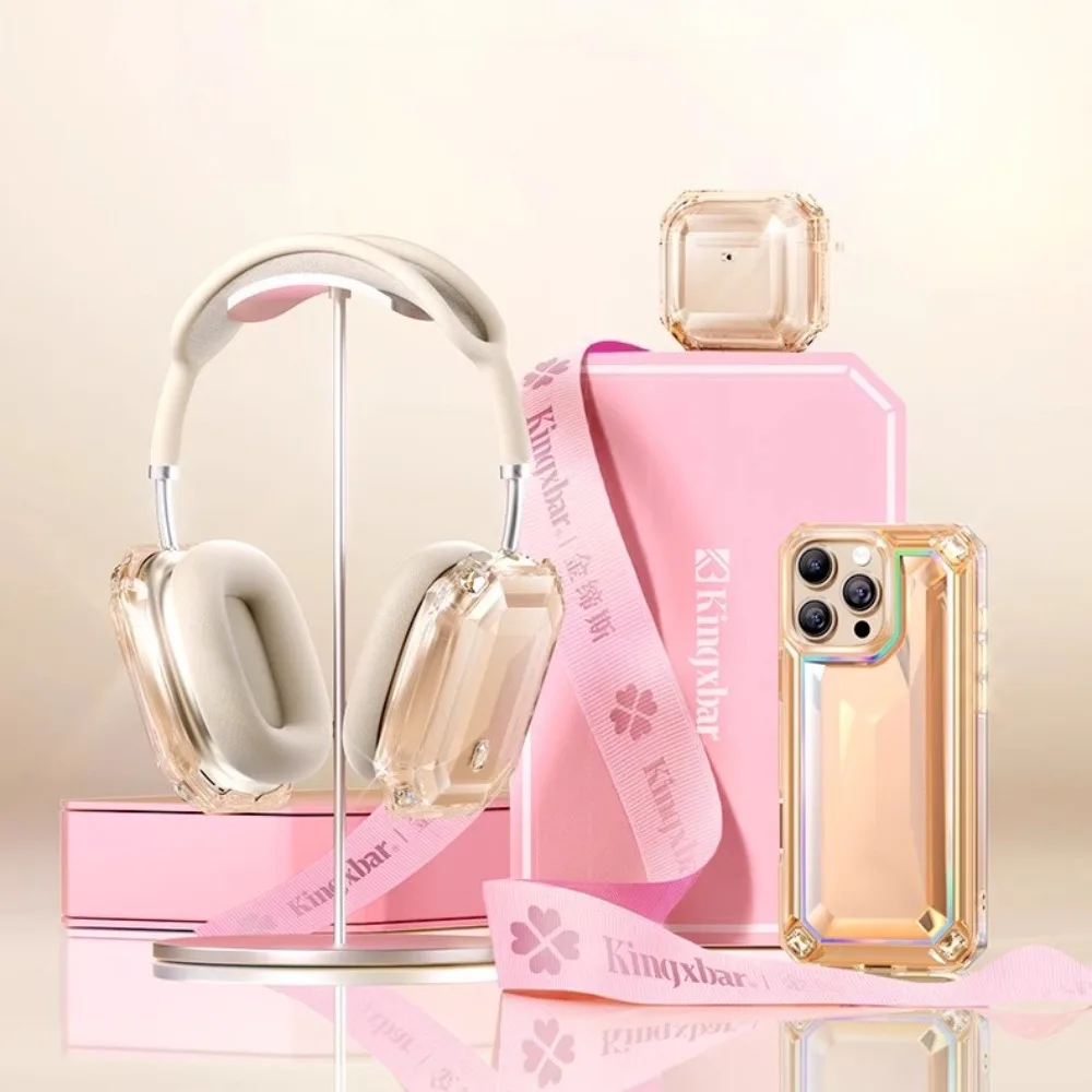 AirPods Max 케이스 Y2K 골드 다이아몬드가 박힌 헤드폰 케이스 Airpods Max 복제 헤드셋 커버 액세서리 용 장식 케이스