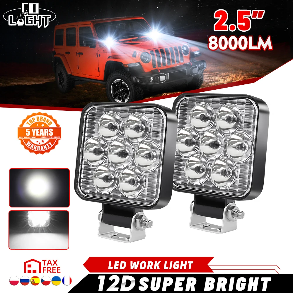 CO LIGHT-Luz LED de trabajo antiniebla delantera de coche, faro redondo de ingeniería todoterreno, 12V, 24V, para camión SUV 4x4 4WD