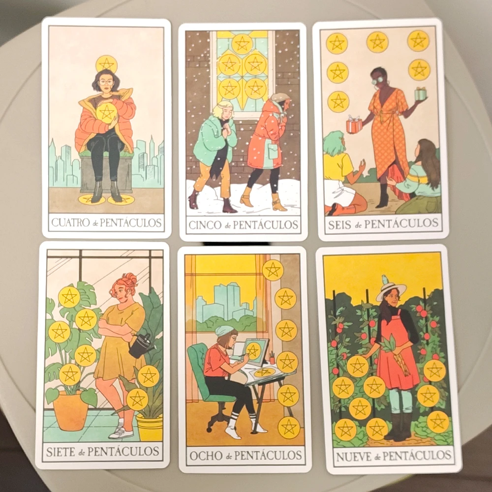 سطح التارو الساحرة الحديث 10.3*6 سنتيمتر باللغة الإسبانية 78 قطعة بطاقات التارو تتجمع بين الهيئات المتنوعة ، أزياء ما يصل إلى الدقيقة #5