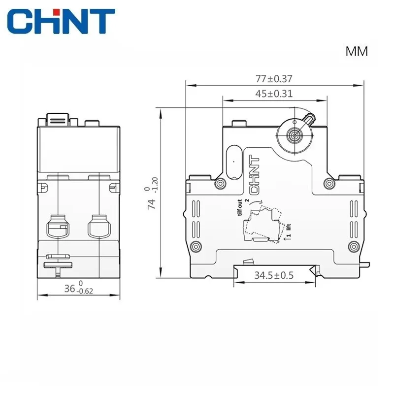 CHINT NXBLE-63YH 6A 10A 16A 32A 63A 10MA 30MA 0.03A 0.01A RCBO 1P+N Residual current Circuit Breaker Over Leakage Protection