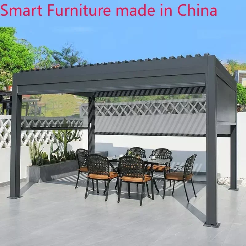 Customizable Size  Service Outdoor Pergola Waterproof Louver Roof System Garden Bioclimatic Aluminium Pergola