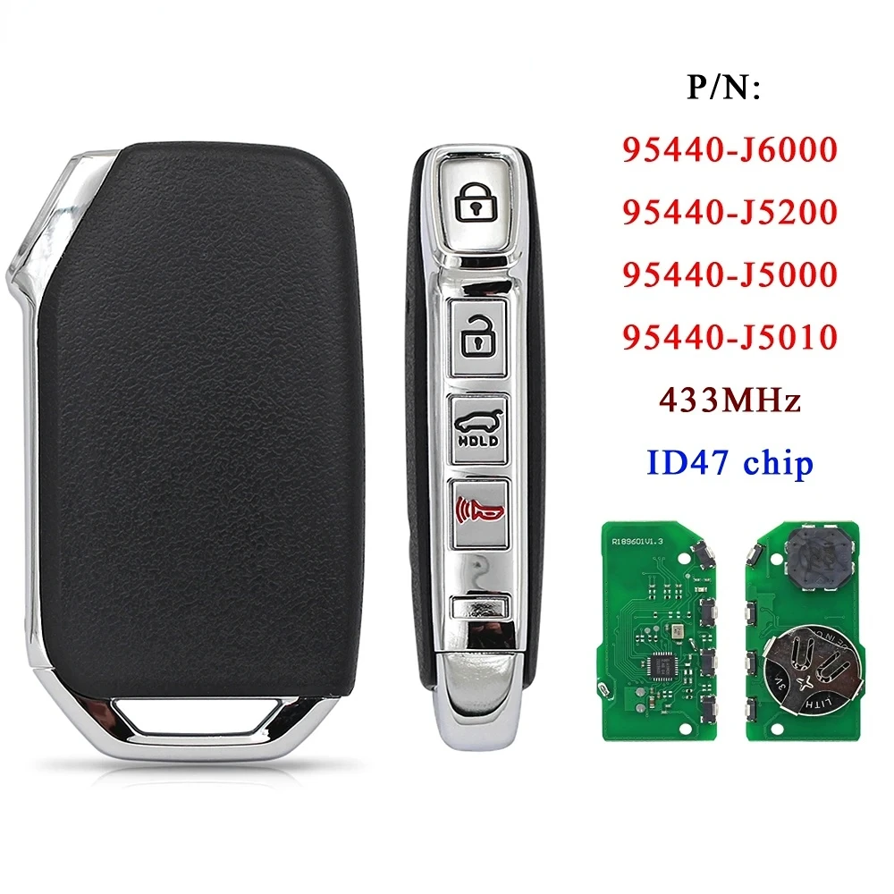 

95440-J5000 95440-J5200 95440-J5010 Smart Remote Key Fob for Kia Stinger 2017 2018 2019 2020 2021 TQ8-FOB-4F15 433MHz