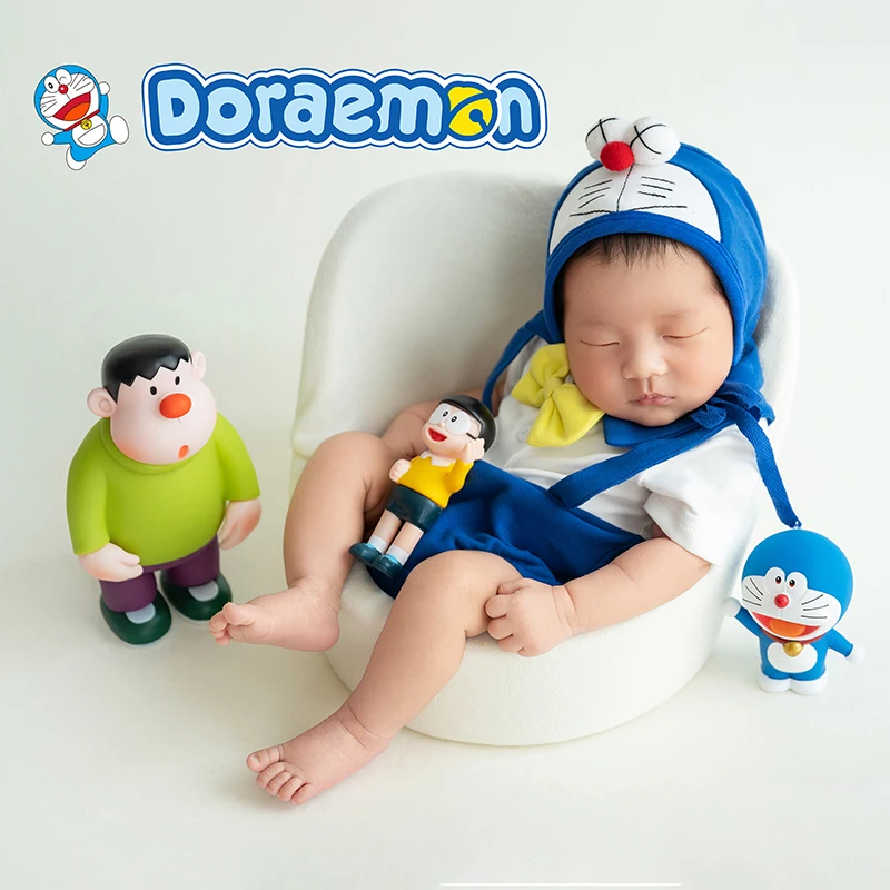 Cartoon Newborn Clothing For Photo Doraemon Theme Photography Props Cute Tinker bell Shoot Deconation Baby Overalls Hat Outfit