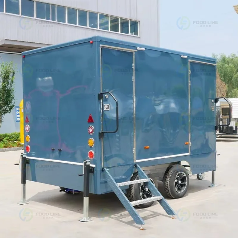 Mobile Toilet Trailer Customized Multi Stall Portable Bathroom Cabin Luxury Restroom Trailer Outdoor Business Use