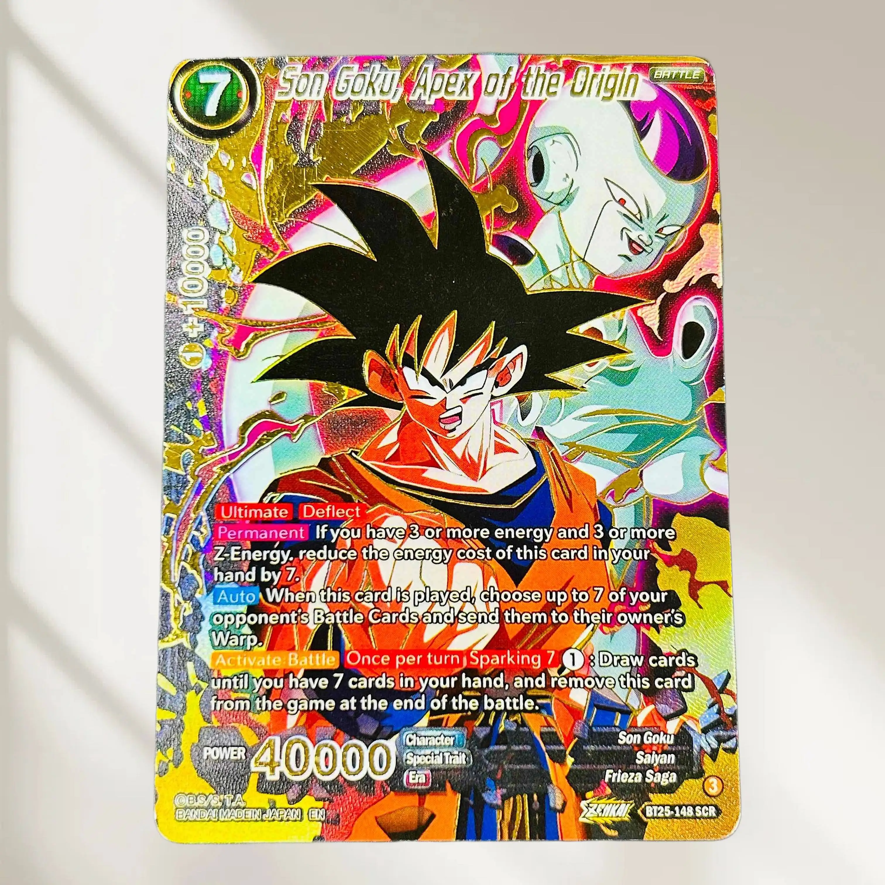 

DIY Dragon Ball Son Goku Apex of the Origin BT25-148 SCR English Gold Foil Texture Flash Card Classic Anime Collectible TCG