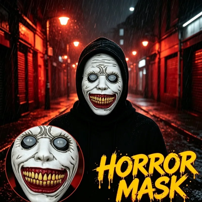 Halloween Exorcist White Face Demon Mask Scary Cosplay Prop For Haunted House Escape Room Prank Party Dress Up