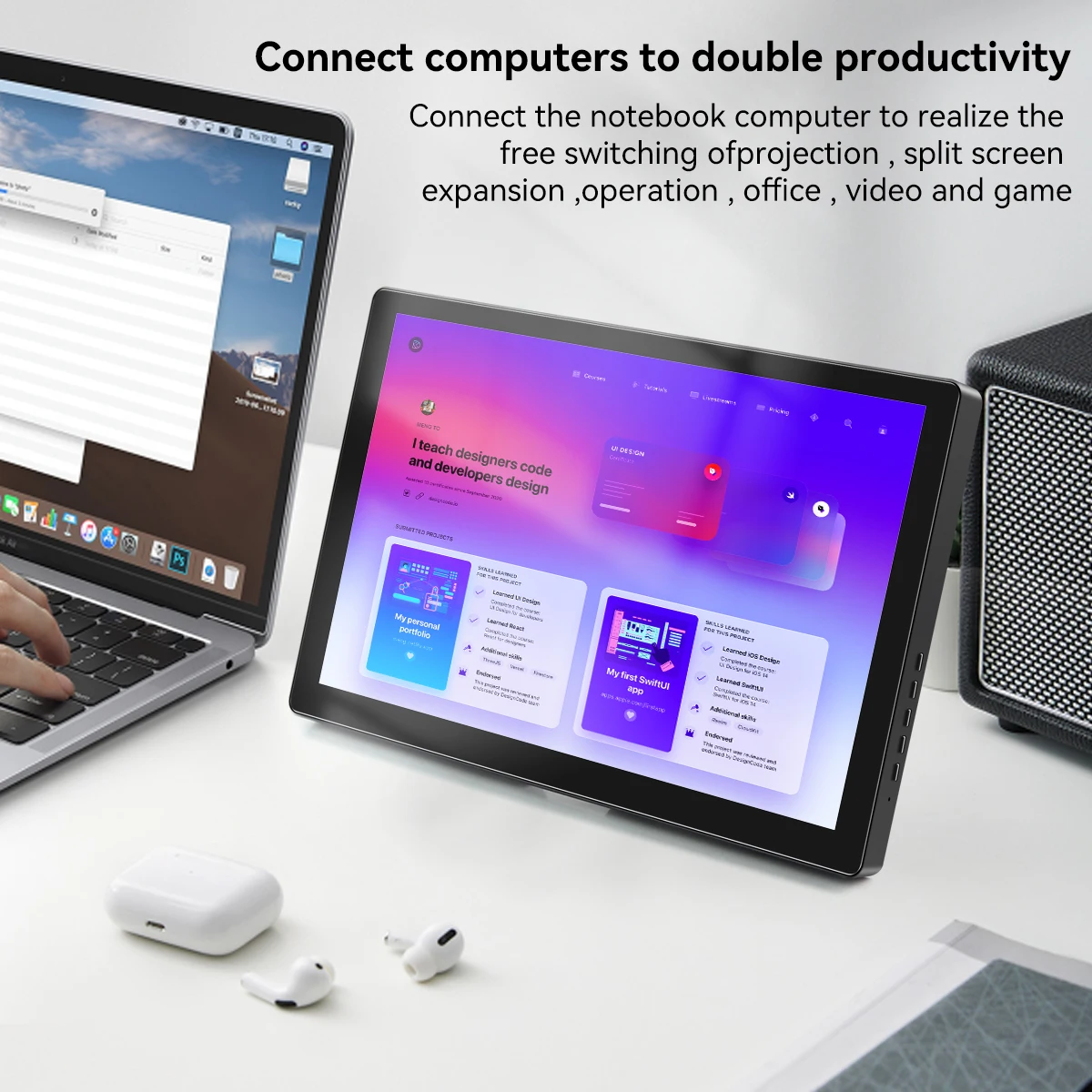 10.1″ 1920X1200 touch portable monitor IPS HD Gaming Monitor for Raspberry Pi ps4 switch xbox laptop Windows HDMI compatible