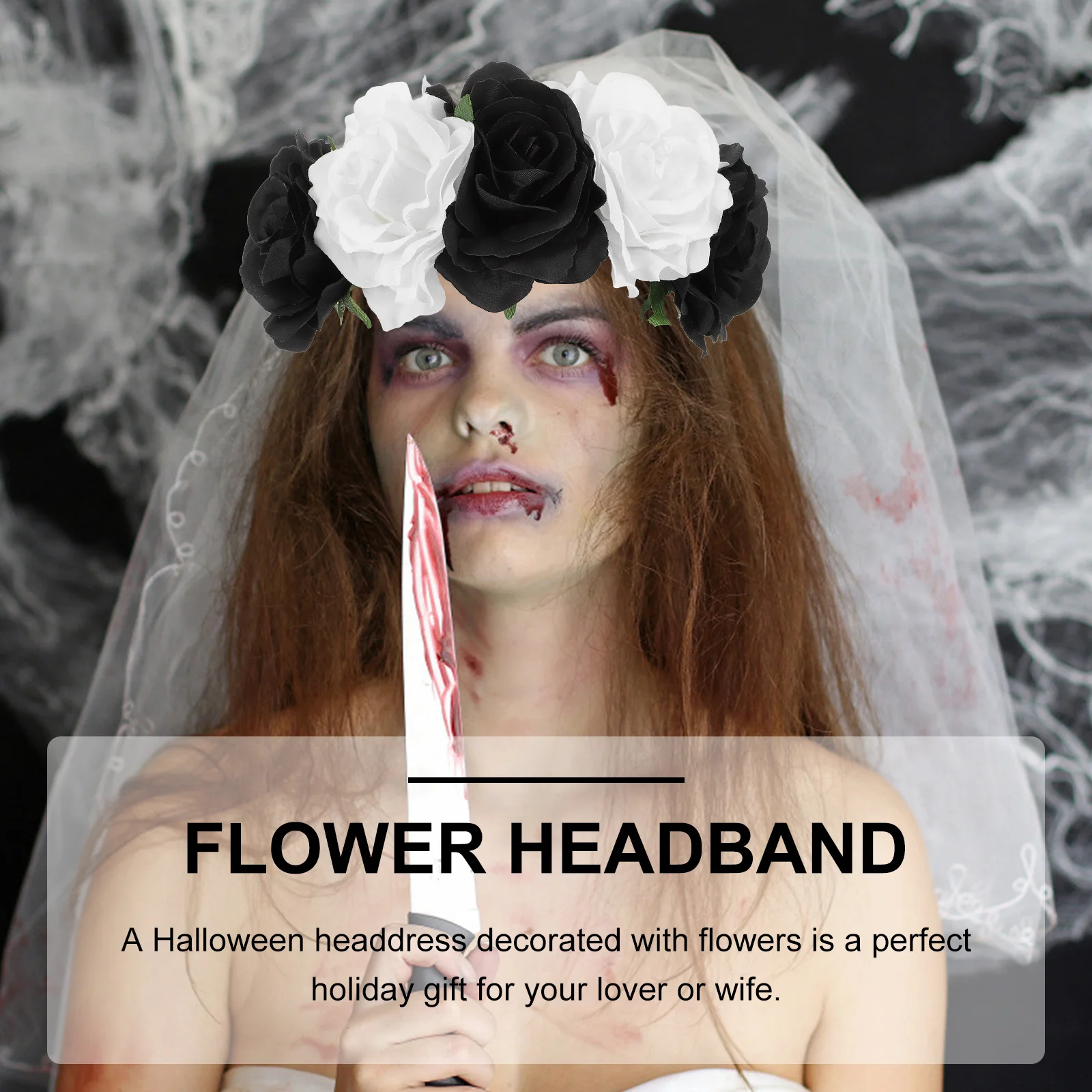 

Fashion Headbands Elastic Black Floral Fabric Thin Bachelorette Party Decorations Rose Gold Cord Miss